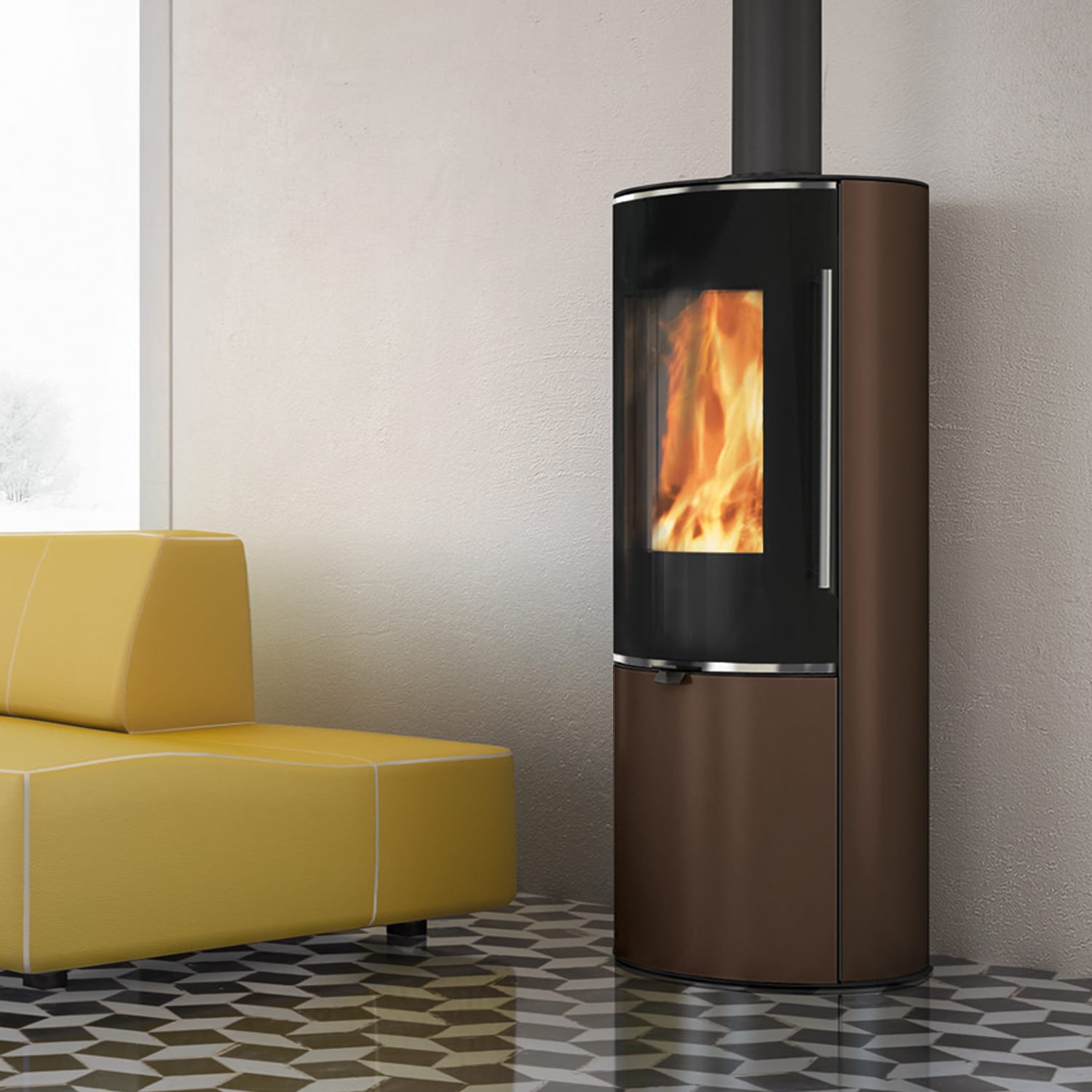Edilkamin Tally 8 Up Holzkaminofen Stahl Bronze