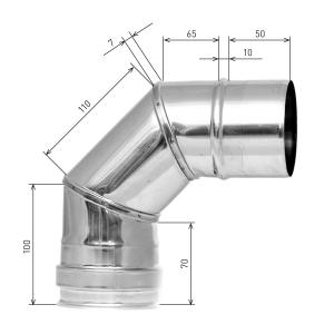 Raik Pelletrohr / Ofenrohr 80mm - 90° Bogen INOX