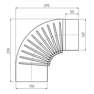 Raik Rauchrohrbogen / Ofenrohrbogen Emaille 150mm - 90° Bogen gerippt Schwarz