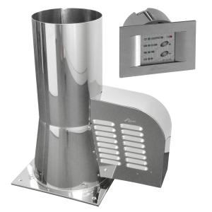 Rauchgasventilator GCK200 mit Bodenplatte + 12-Stufen-Regler Unterputz, Edelstahl
