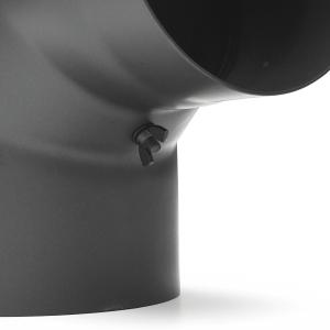Raik Rauchrohrbogen / Ofenrohr 120mm - 90° mit Reinigungsöffnung gussgrau