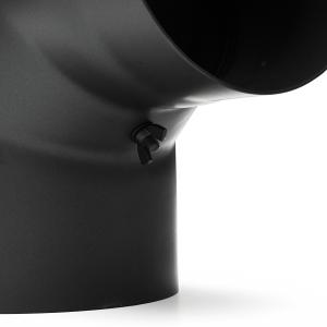 Raik Rauchrohrbogen / Ofenrohr 130mm - 90° mit Reinigungsöffnung schwarz
