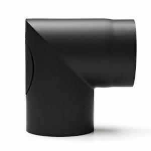Raik Rauchrohrbogen / Ofenrohr 150mm - 90° zweiteilig mit Reinigungsöffnung schwarz