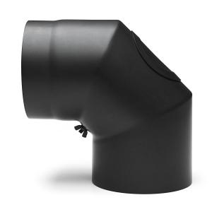 Raik Rauchrohrbogen / Ofenrohr 180mm - 90° mit Reinigungsöffnung schwarz