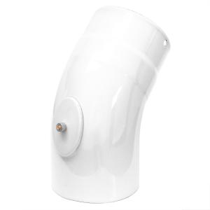 Raik Rauchrohrbogen / Ofenrohrbogen Emaille 120mm - 45° Bogen glatt Weiß mit Reinigungsöffnung