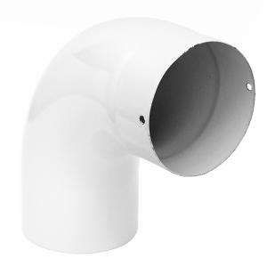 Raik Rauchrohrbogen / Ofenrohrbogen Emaille 120mm - 90° Bogen glatt Weiß mit Reinigungsöffnung