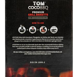 TOM COCO Grill-Kokoskohle Briketts, Quader, 3 x 4 kg (12 kg)