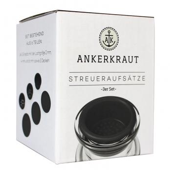 Ankerkraut Streueraufsätze für Korkengläser 3er-Set