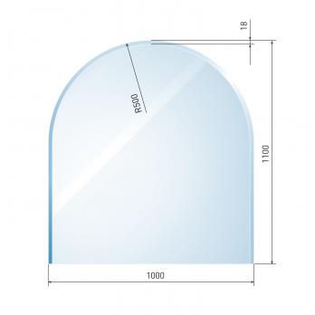 Glasplatte für Kaminofen Viertelkreis mit Dichtlippe Glasbodenplatte 8mm ESG Kamin Bodenplatte Funkenschutzplatte Glas 110 x 110 cm Kamin Hitzeschutz