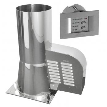 Rauchgasventilator GCK150 mit Bodenplatte + 12-Stufen-Regler Unterputz, Edelstahl