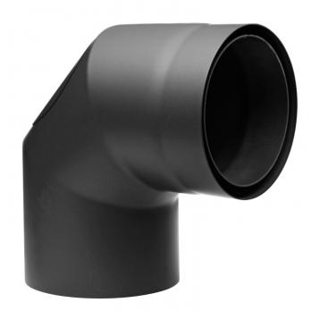 Raik Rauchrohrbogen / Ofenrohr Izoker doppelwandig mit Isolierung, Durchmesser 150 mm, 90°, Schwarz, mit Reinigungsöffnung