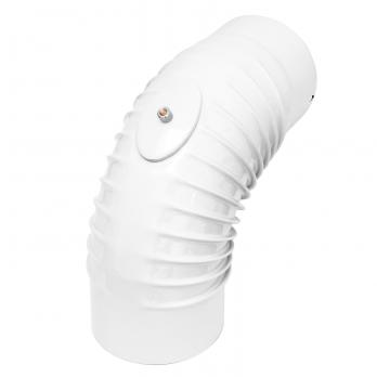 Raik Rauchrohrbogen / Ofenrohrbogen Emaille 130mm - 90° Bogen gerippt Weiß mit Reinigungsöffnung