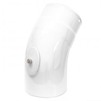 Raik Rauchrohrbogen / Ofenrohrbogen Emaille 150mm - 45° Bogen glatt Weiß mit Reinigungsöffnung