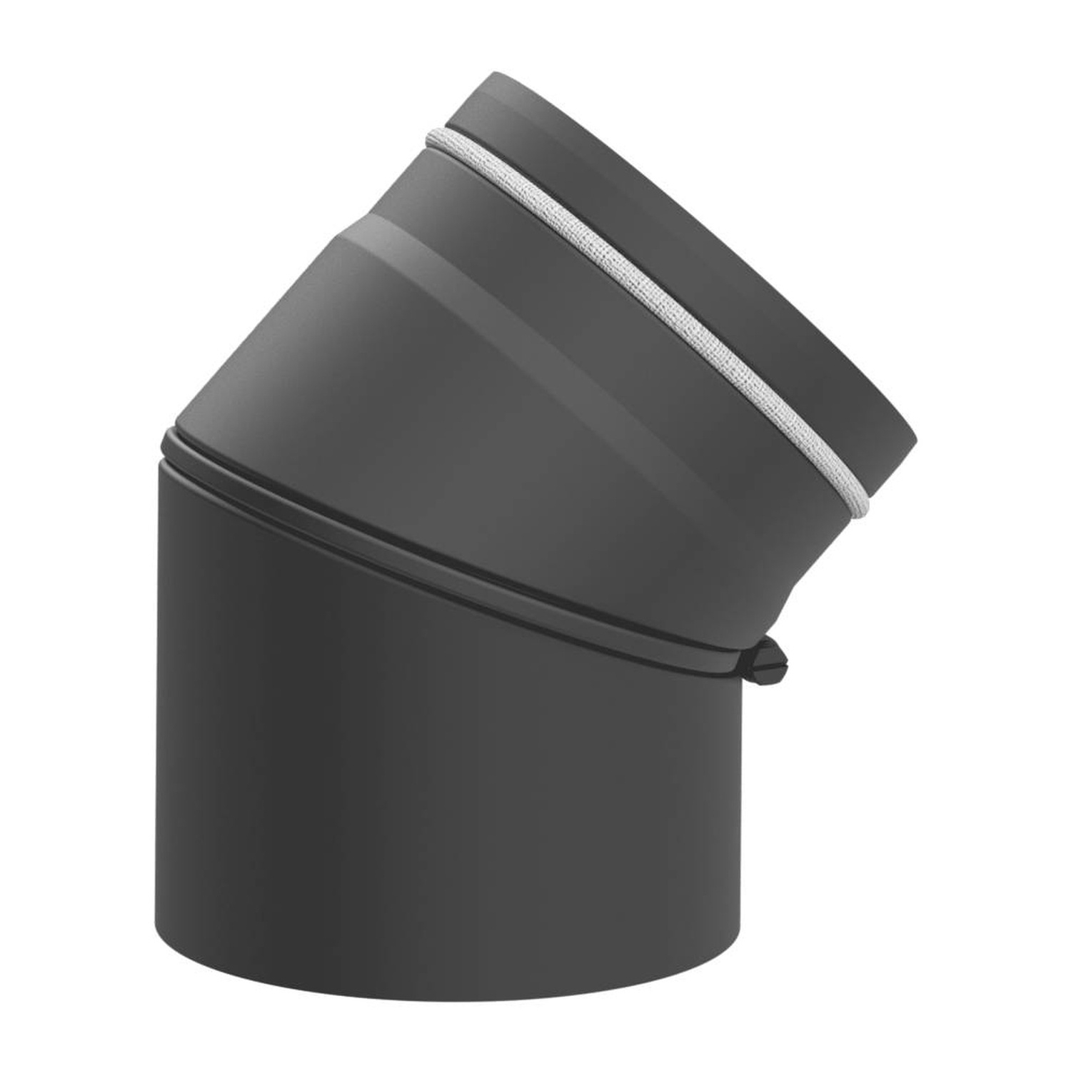 Raik Lifestyle Bogen Durchmesser 150/0-45° 2,00mm eingezogen drehbar 2-tlg mit Dichtung für Rauchrohr/ Ofenrohr