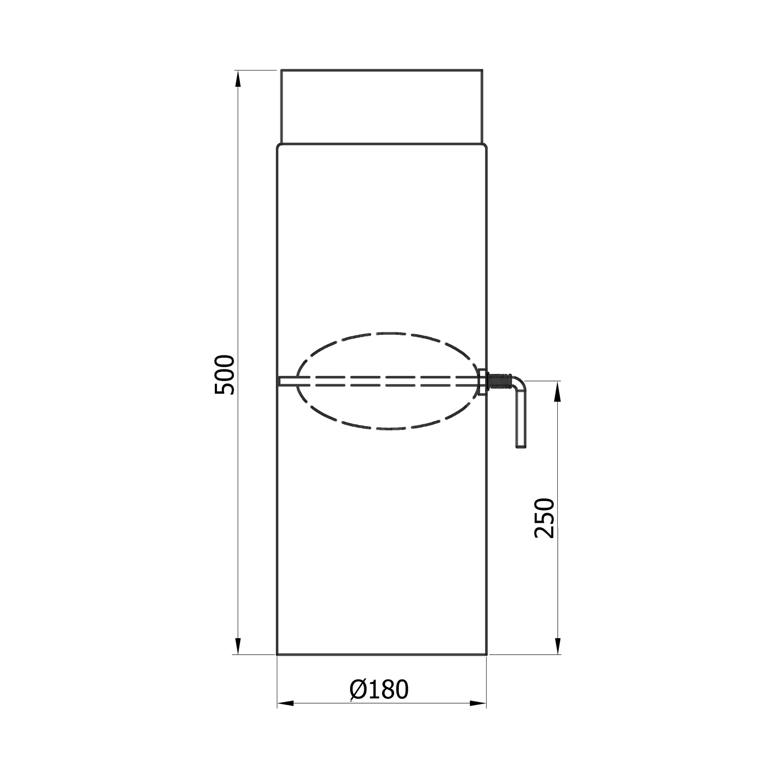 Raik Rauchrohr / Ofenrohr 180mm - 500mm mit Zugregulierung schwarz