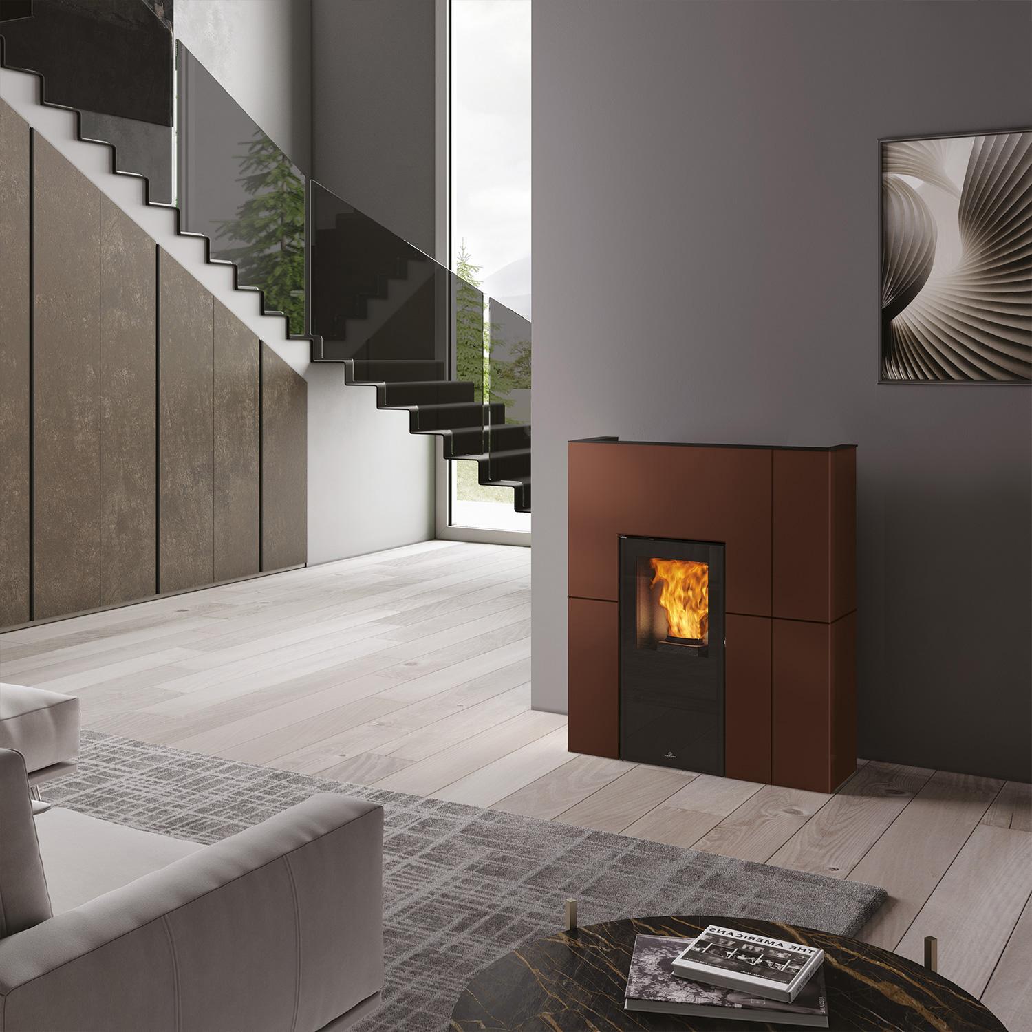 Edilkamin Blade H 15 Evo wasserführender Pelletofen Stahl Bronze