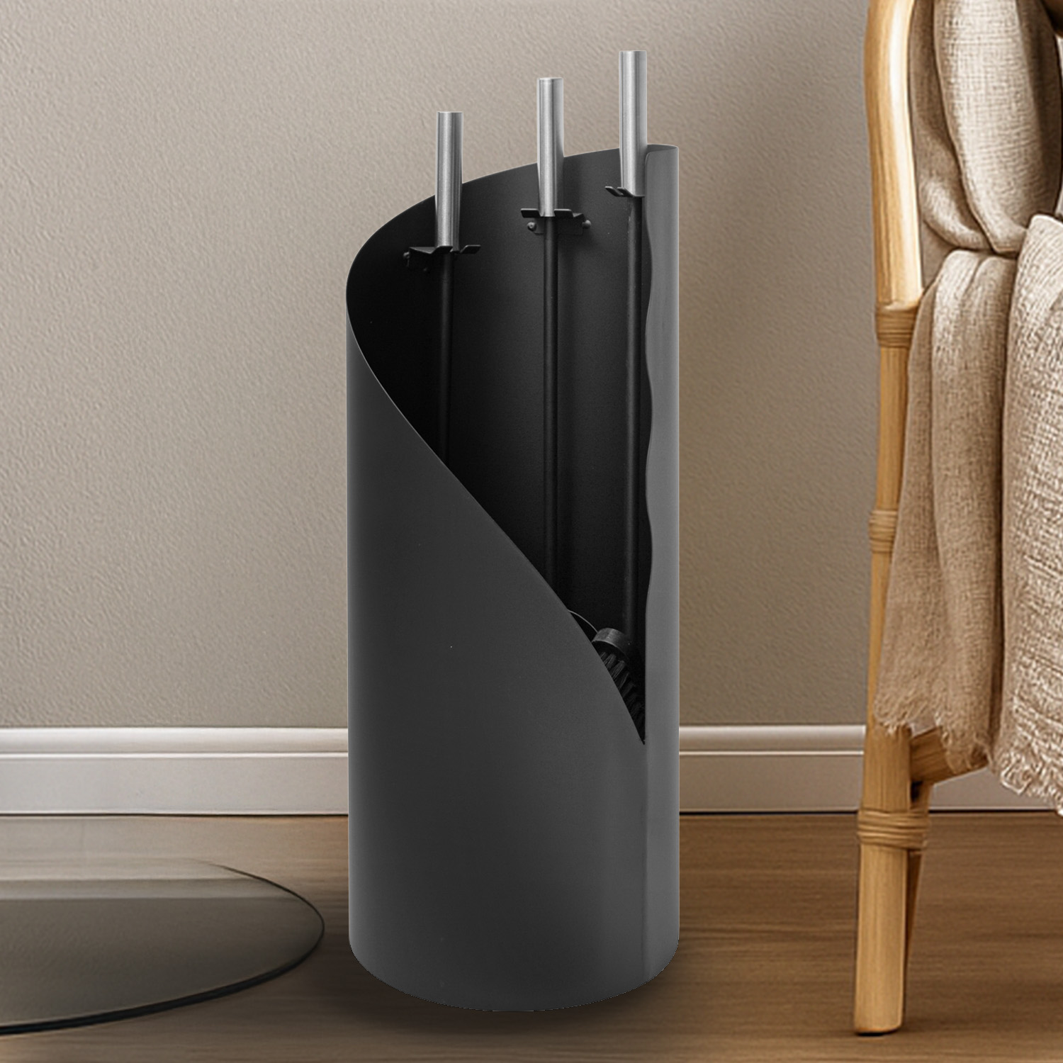 Raik Kaminbesteck FRITZ, 3-teilig, schwarz mit Edelstahlgriff - B-Ware