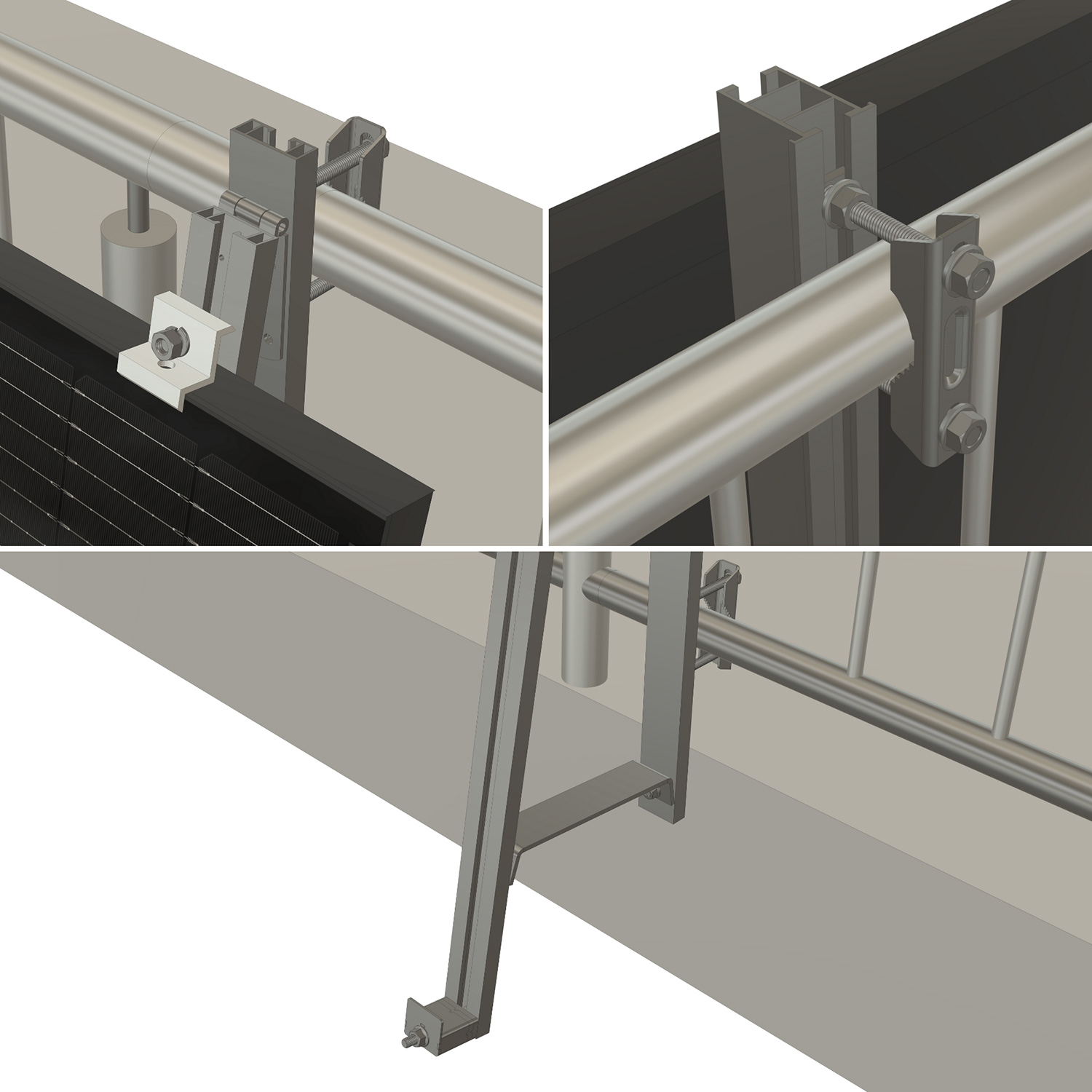 Yuma Verstellbare Balkonhalterung 60-80 Grad für Balkonkraftwerk in Silber Yuma Verstellbare Balkonhalterung 60-80 Grad für Balkonkraftwerk in Silber