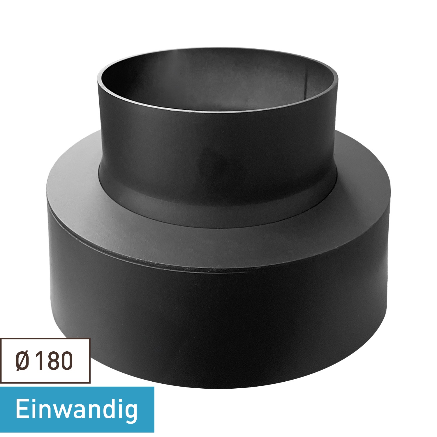 Raik Basic Reduzierung 180mm – 130mm schwarz für Rauchrohr / Ofenrohr