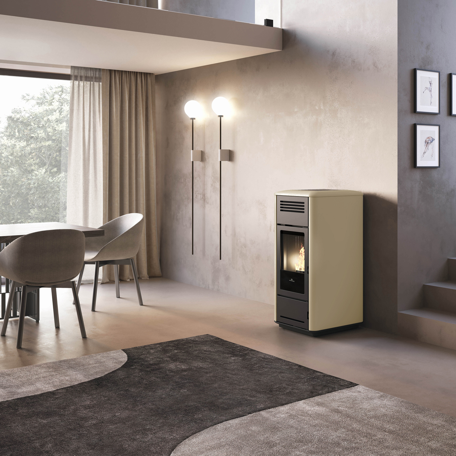 Edilkamin Milla H 12 Evo wassergeführter Pelletofen Stahl pergament
