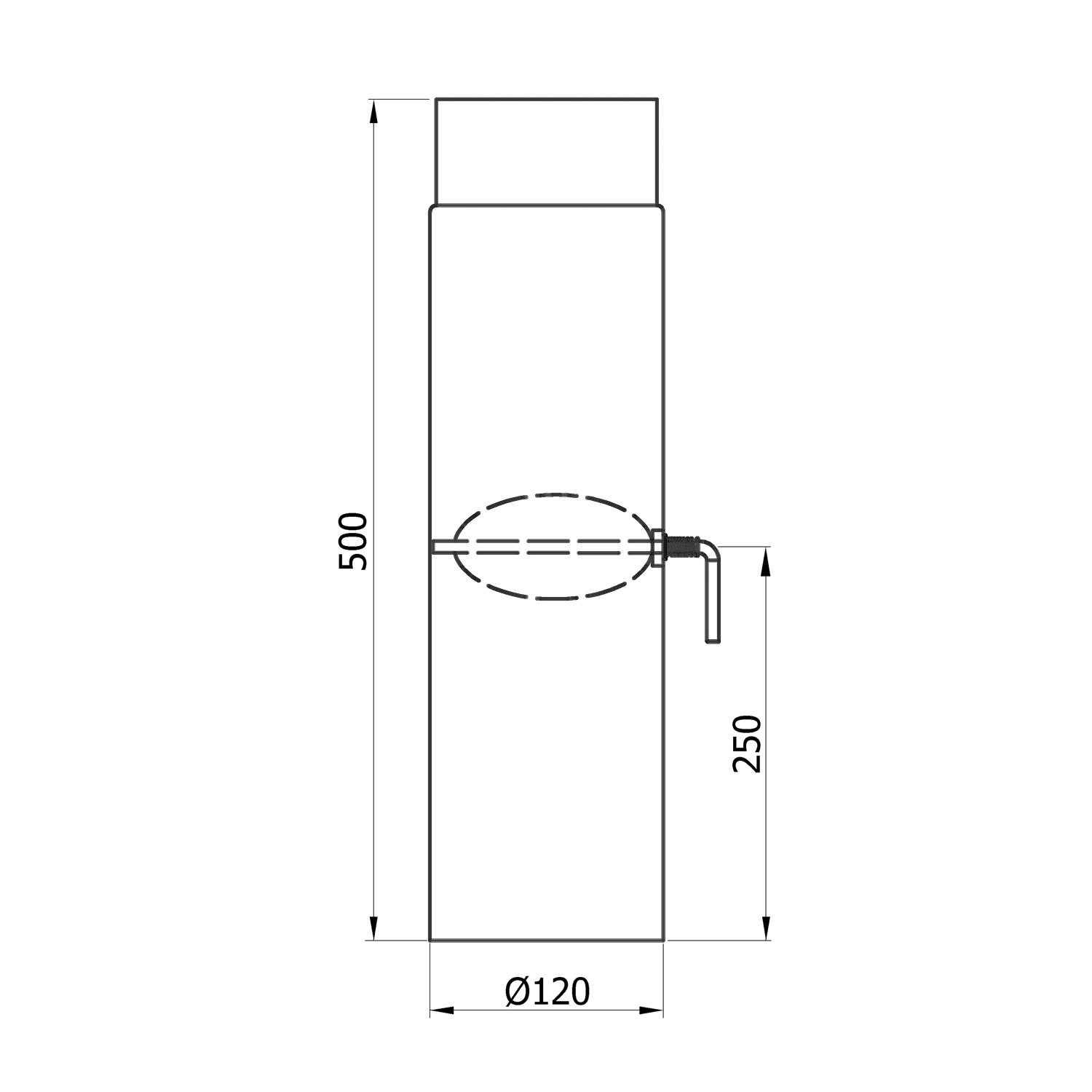 raik Rauchrohr / Ofenrohr 120 mm - 500 mm mit Zugregulierung schwarz