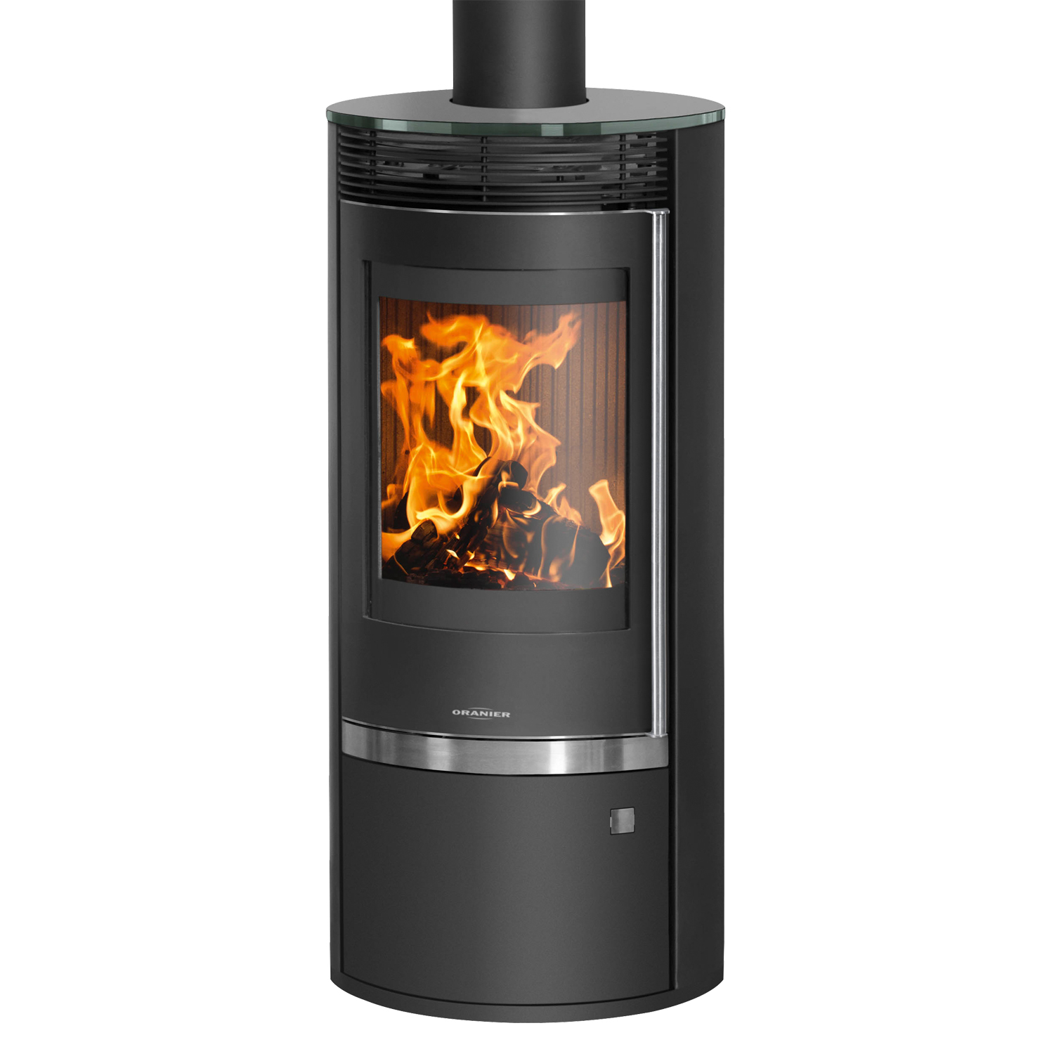 Oranier Rota Top 2.0 Kaminofen Stahl Schwarz mit Glas-Abdeckplatte