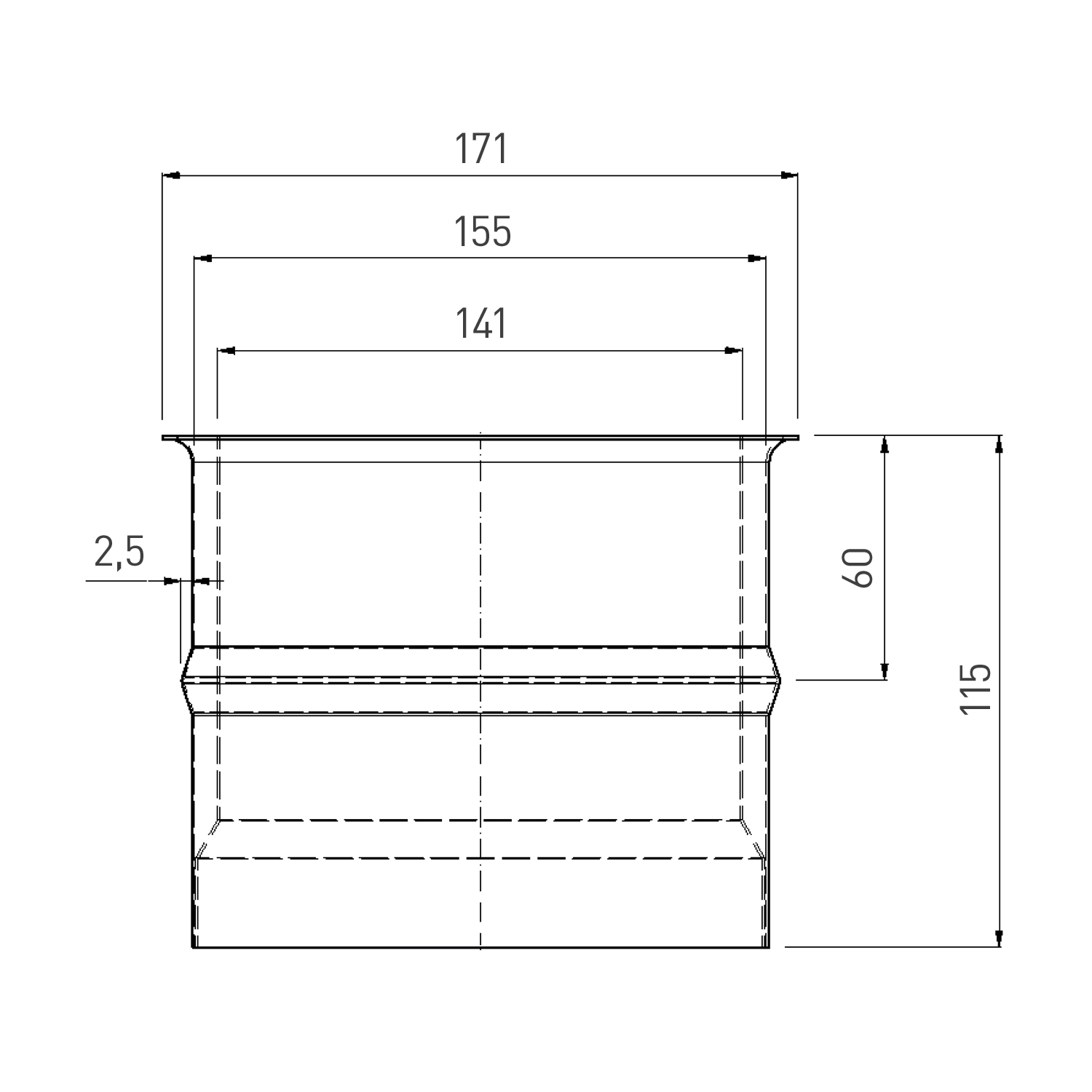 Raik Basic Rauchrohr / Ofenrohr 150mm - Doppelwandfutter blank