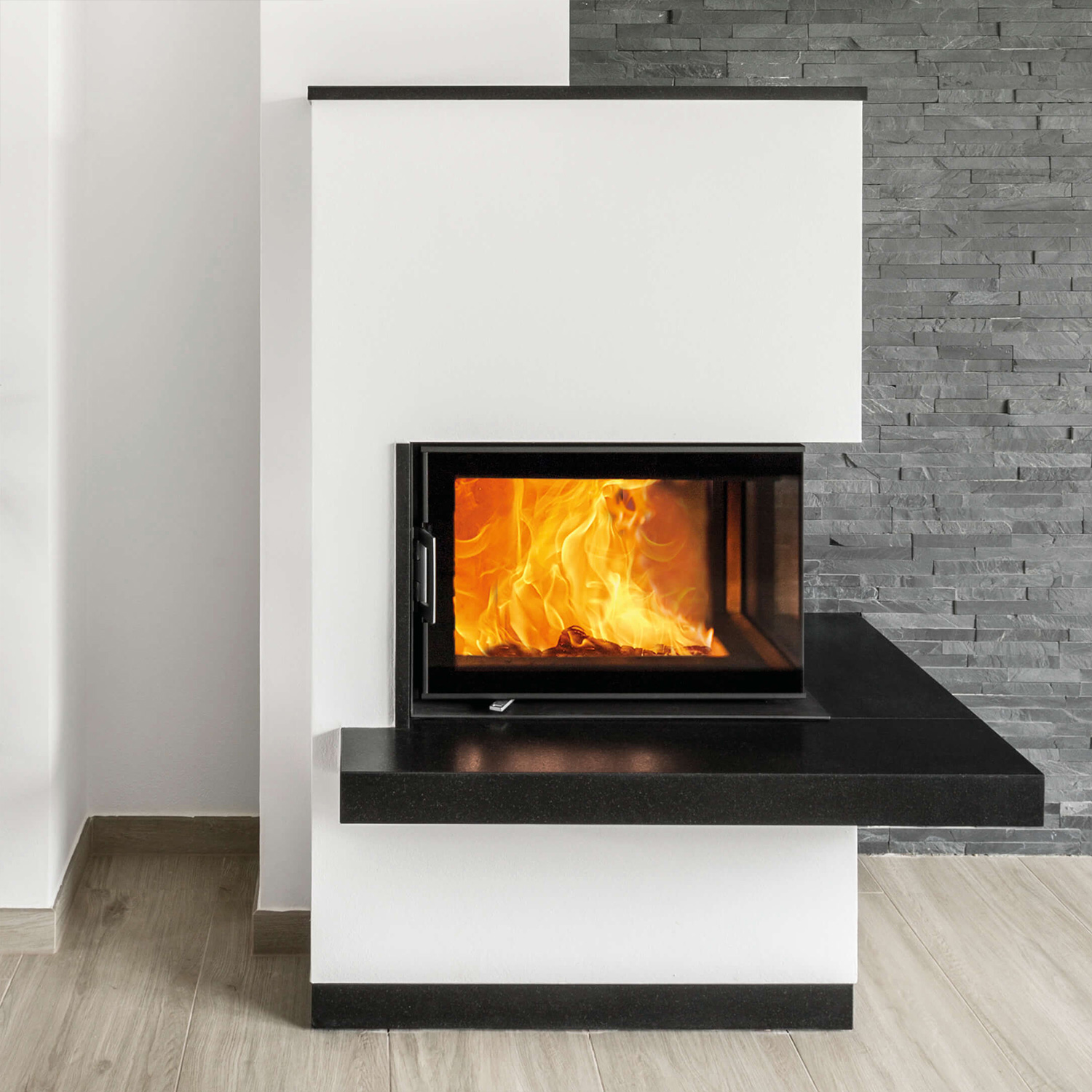 Austroflamm 63x40x42 K 2.0 Kamineinsatz Ecke rechts