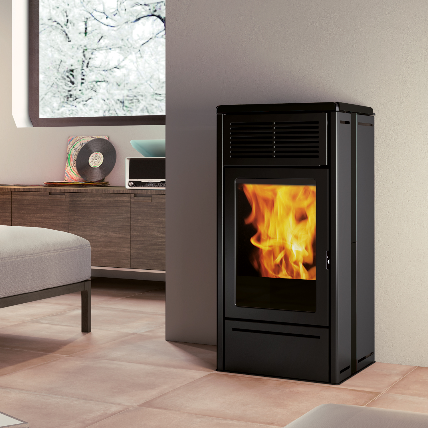 Edilkamin Nara2 Plus Pelletofen Keramik Schwarz