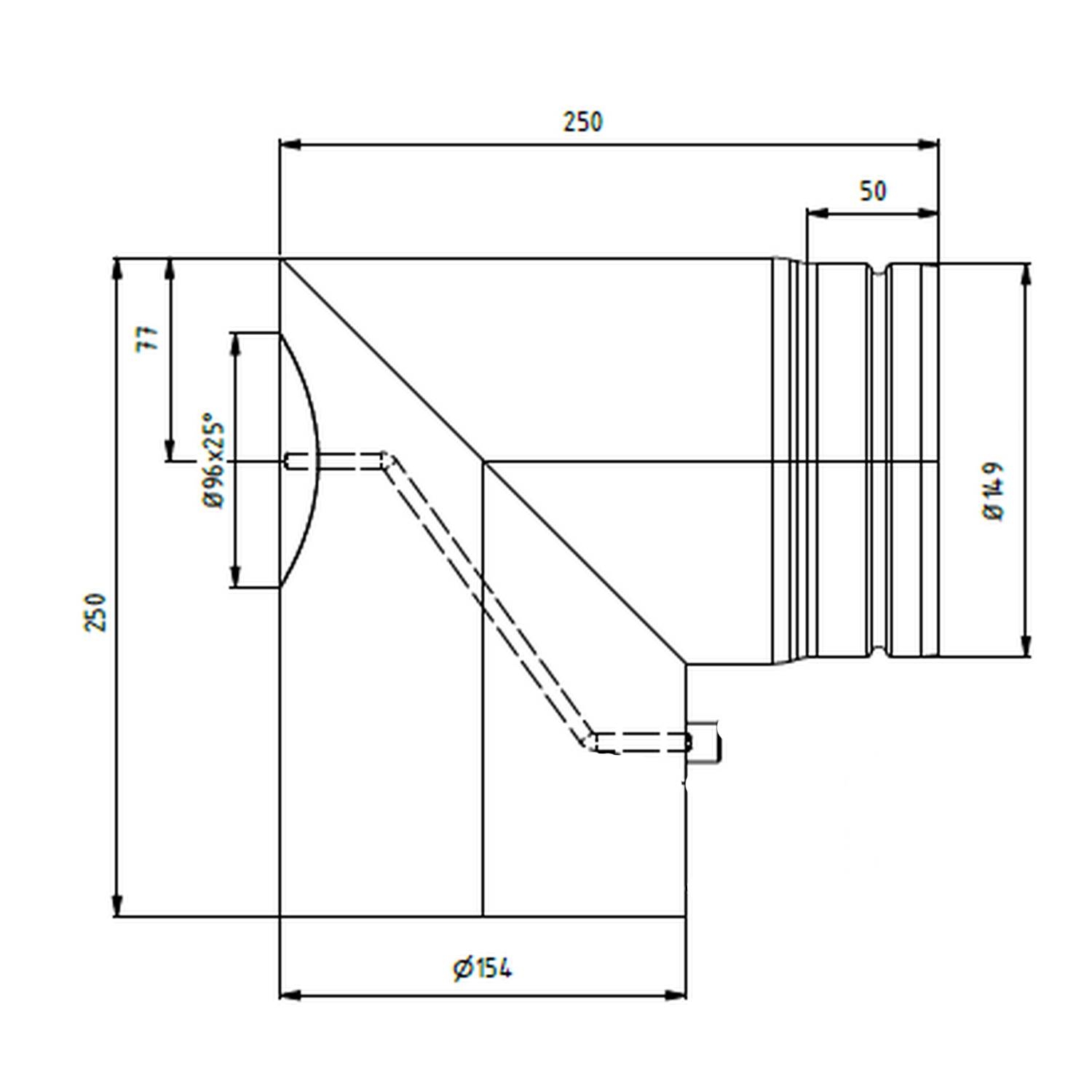 Raik Lifestyle Bogen Durchmesser 150/90° 2,00mm eingezogen 2-tlg mit eingelegter Tür mit Dichtung schwarz für Rauchrohr/ Ofenrohr