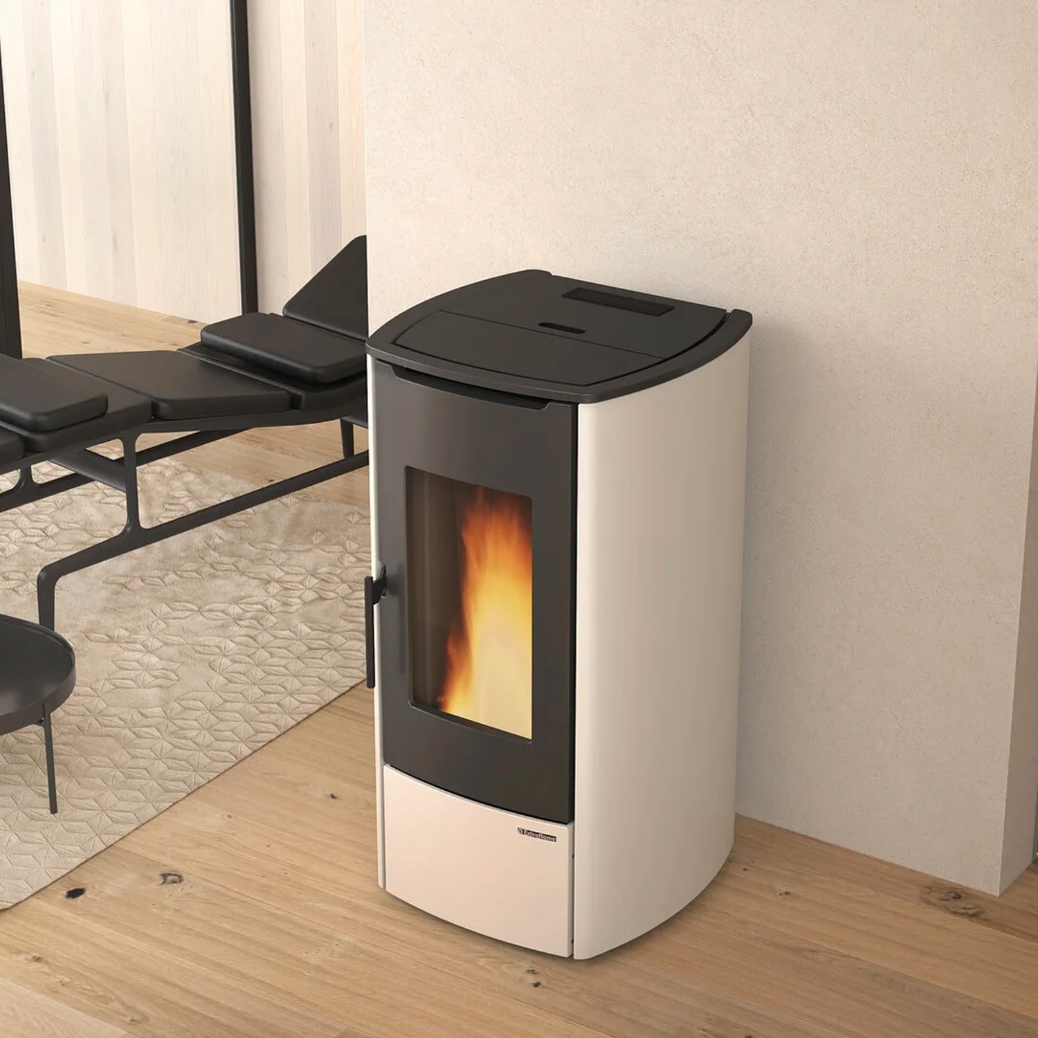 Extraflame Marina Idro 16 H11 wasserführender Pelletofen Stahl Elfenbein