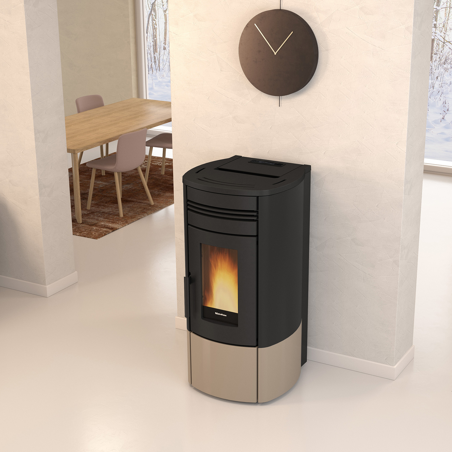 Extraflame Evolution Line Noris Plus Pelletofen Stahl Taubengrau