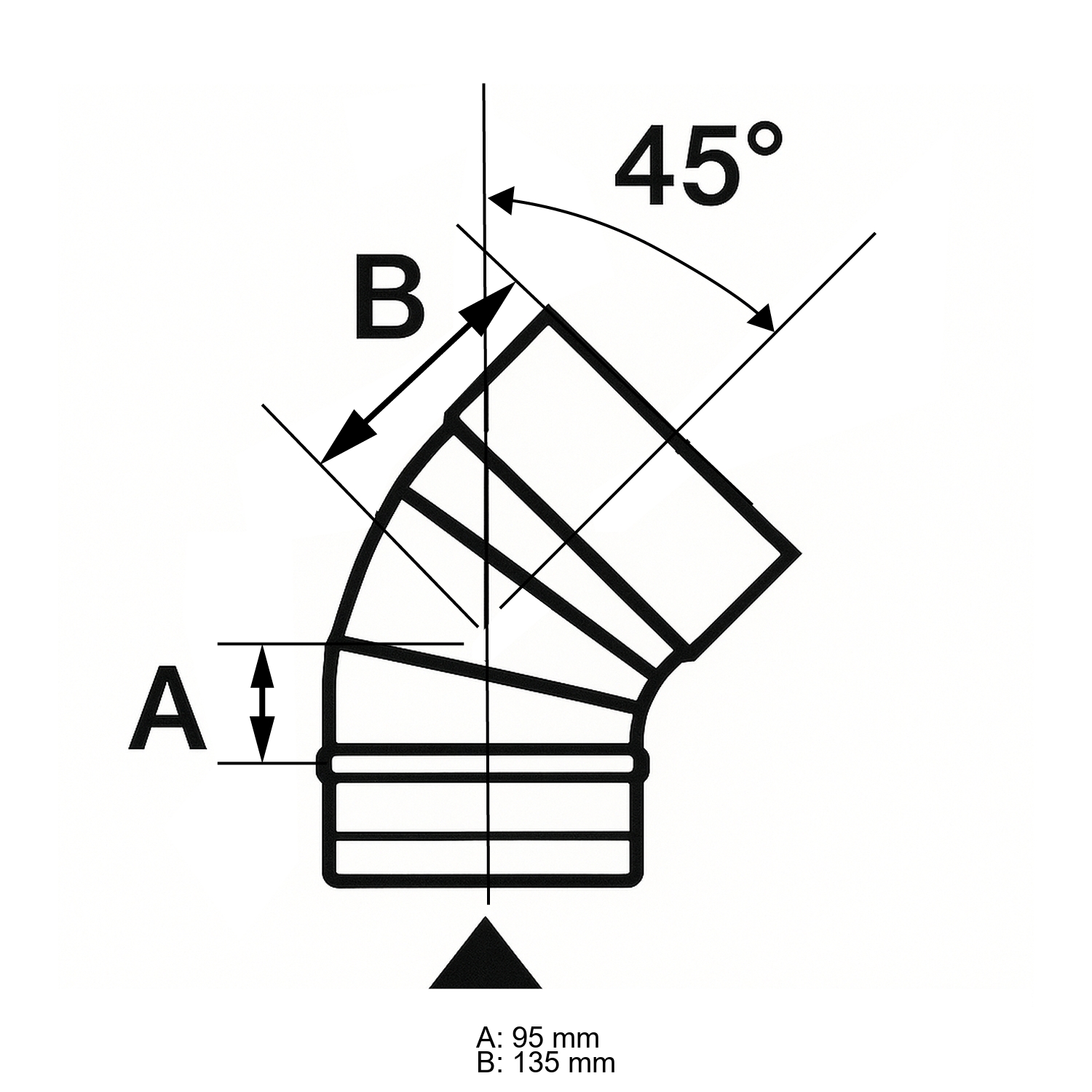 Schiedel PRIMA PLUS Bogen 0-45° drehbar Ø180 mm einwandig matt