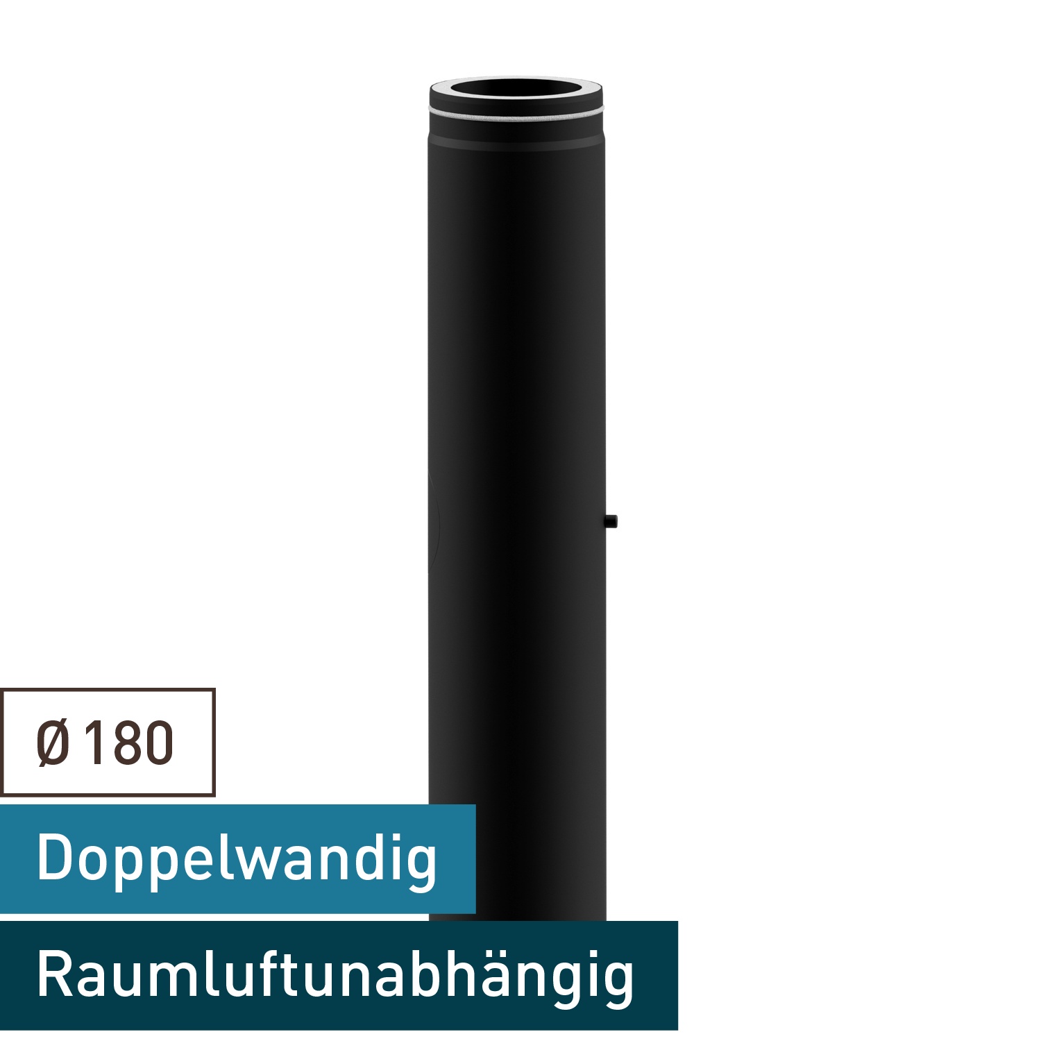 Raik Lifestyle DUO Rauchrohrbogen 180mm schwarz L: 1000mm mit Tür für Rauchrohr / Ofenrohr