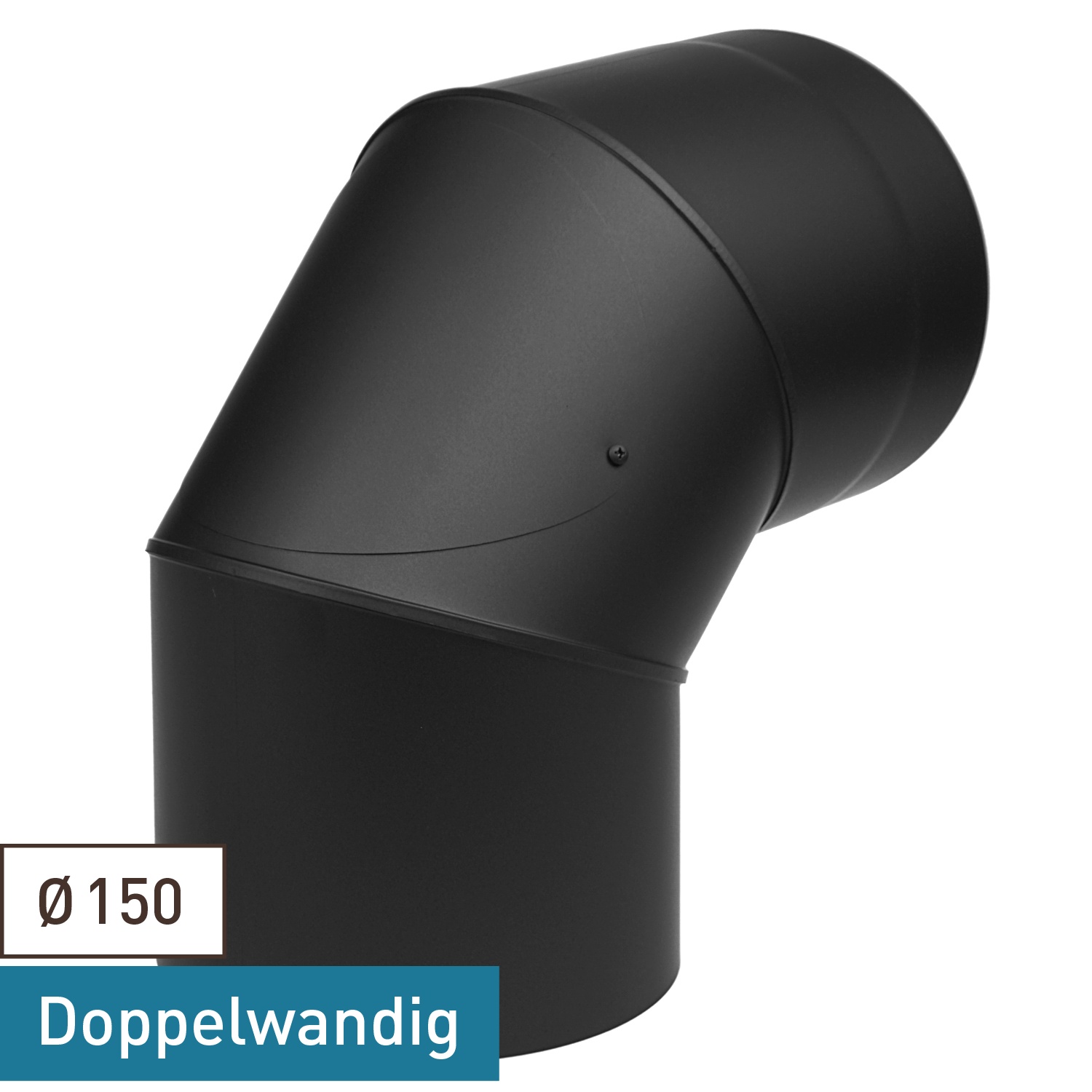 Raik Coltherm Rauchrohrbogen 150mm schwarz doppelwandig 90° mit Tür für Rauchrohr / Ofenrohr