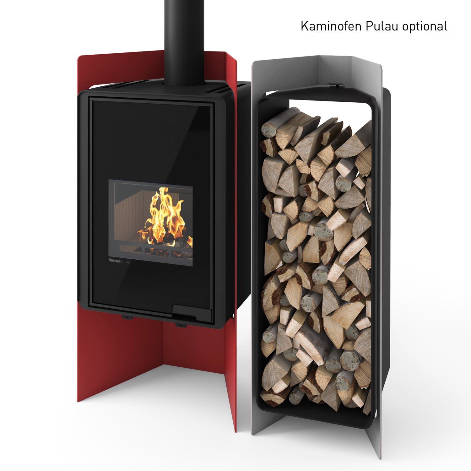 HS Flamingo Deluxe 4 Holzregal Grau