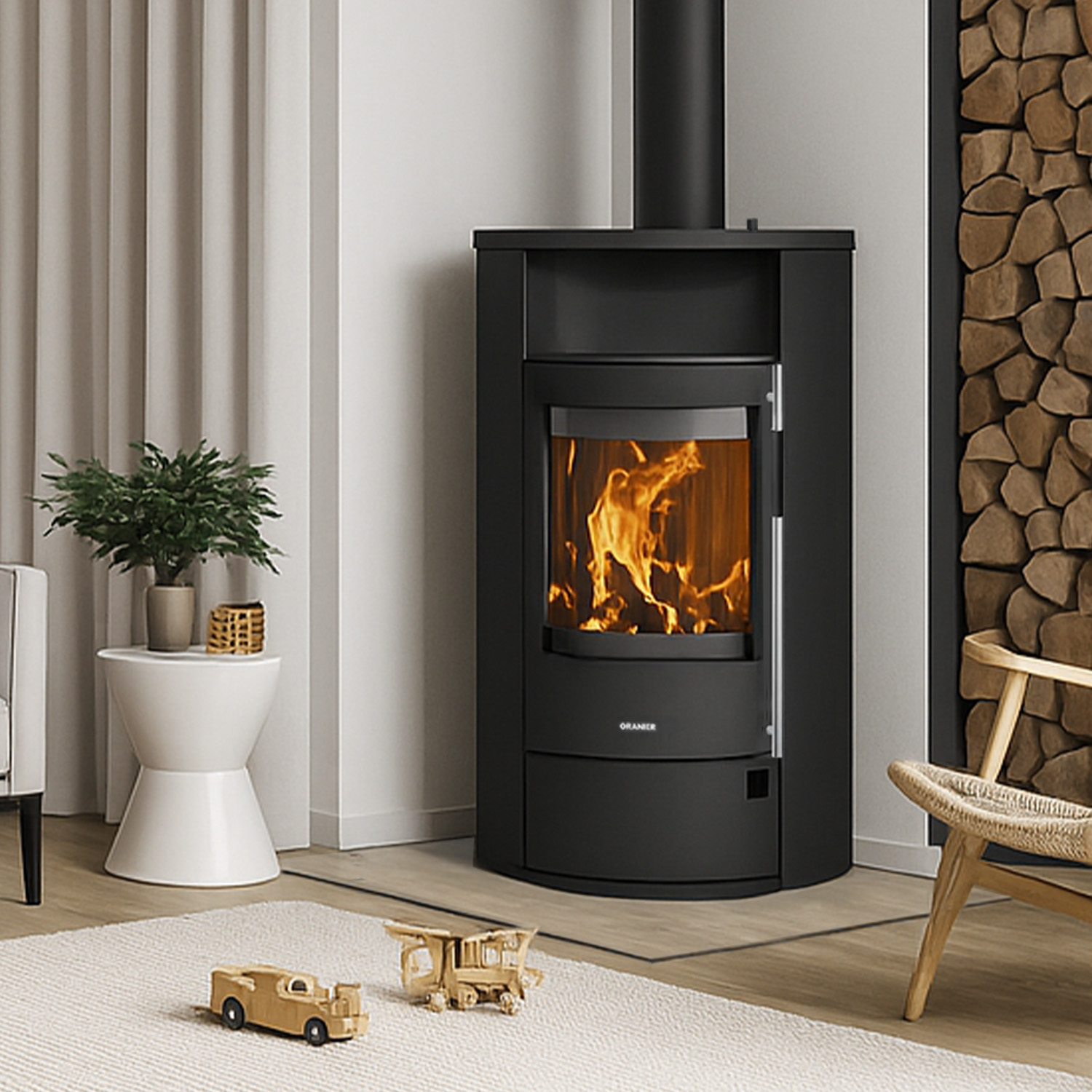 Oranier Polar Neo Eck Kaminofen Stahl Schwarz