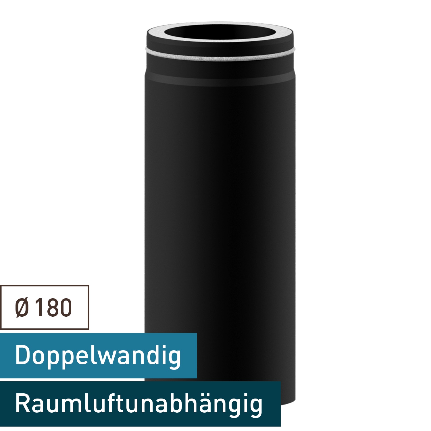 Raik Lifestyle DUO Längenelement 180mm schwarz L: 500mm für Rauchrohr / Ofenrohr