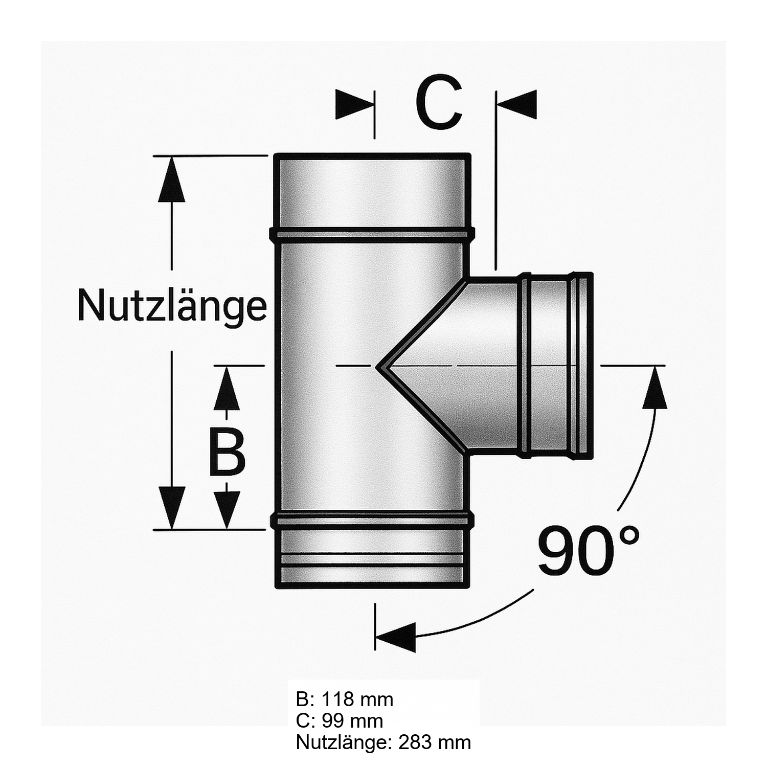 Schiedel PRIMA PLUS Rauchrohranschluss 90° Ø130 mm einwandig matt