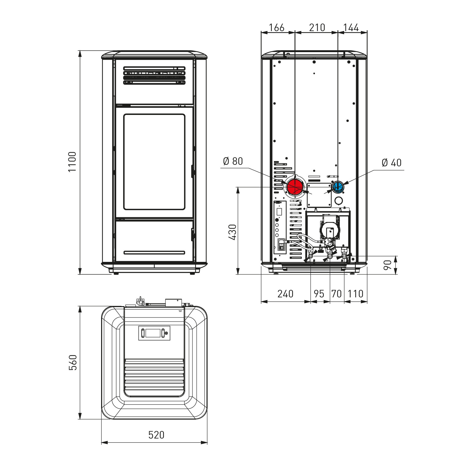 Edilkamin Milla H 15 EVO wasserführender Pelletofen Stahl glänzend Schwarz