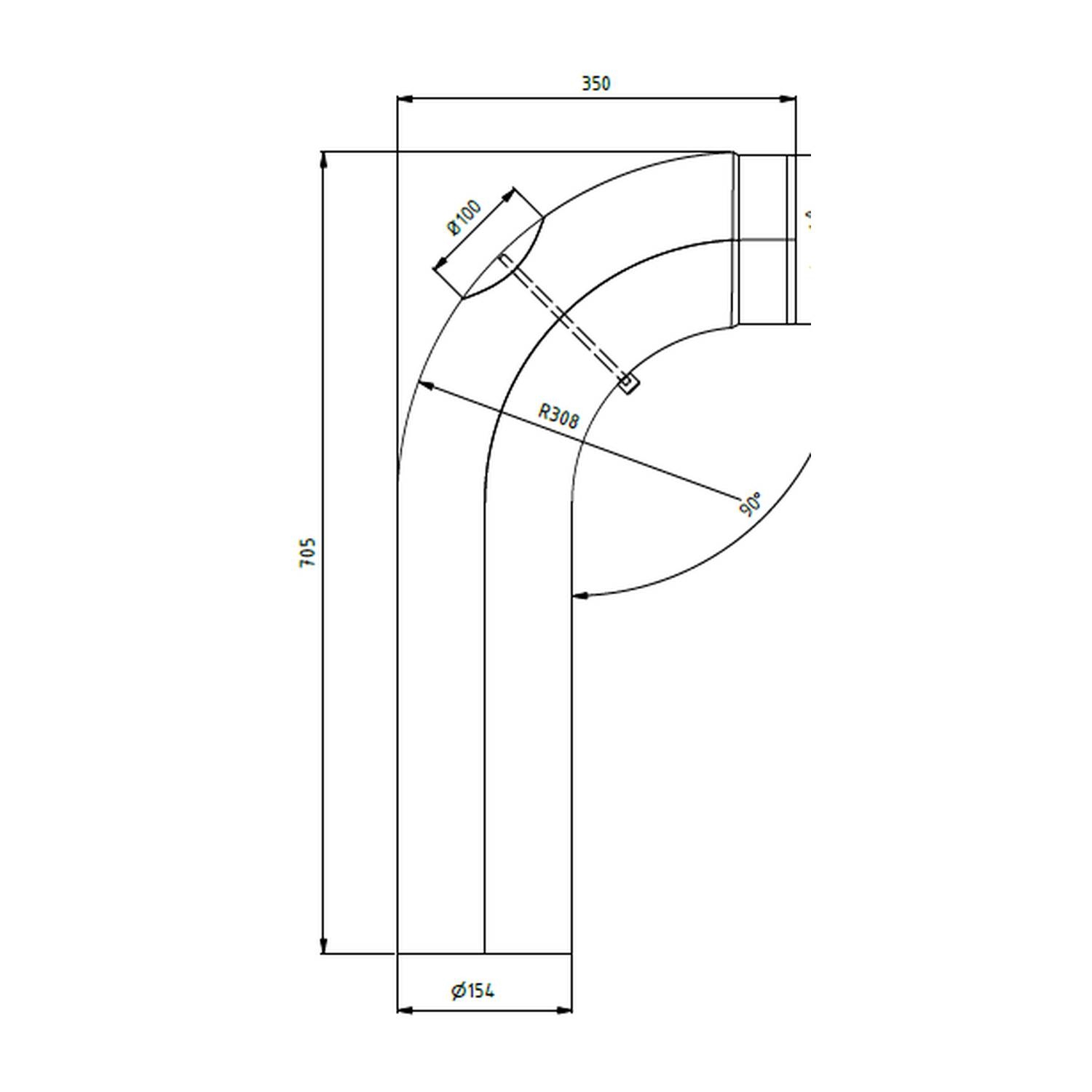 Raik Lifestyle Winkelbogen 150mm grau 90° glatt 705/350 mit Tür für Rauchrohr / Ofenrohr