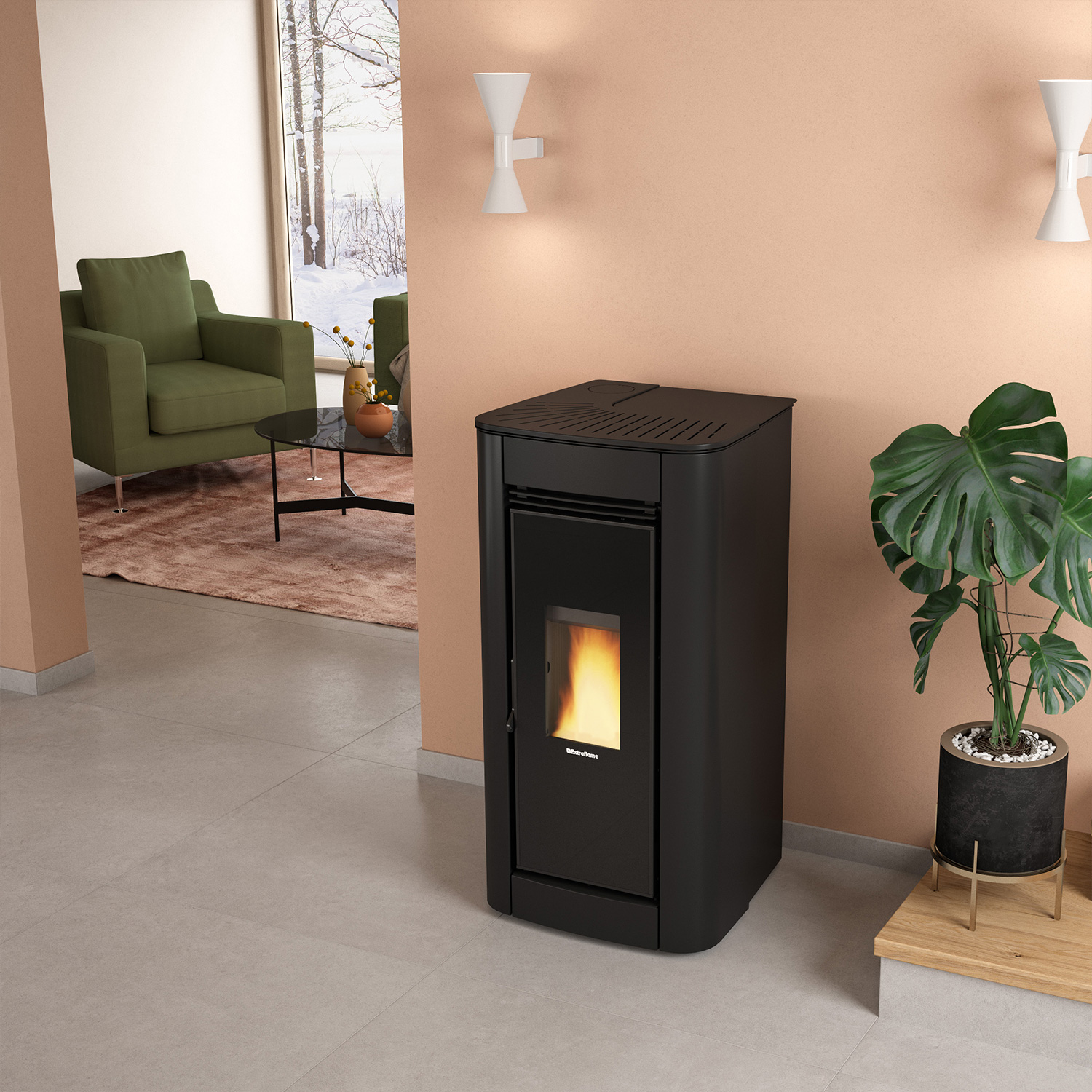 Extraflame Evolution Line Ilary Pelletofen Stahl Schwarz Extraflame Evolution Line Ilary Pelletofen Stahl Schwarz