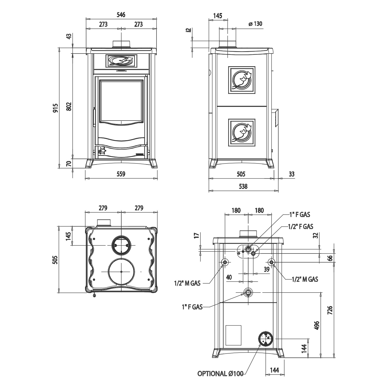 La Nordica Termorossella Plus Evo DSA.16 Wasserführender Kaminofen Liberty Panna