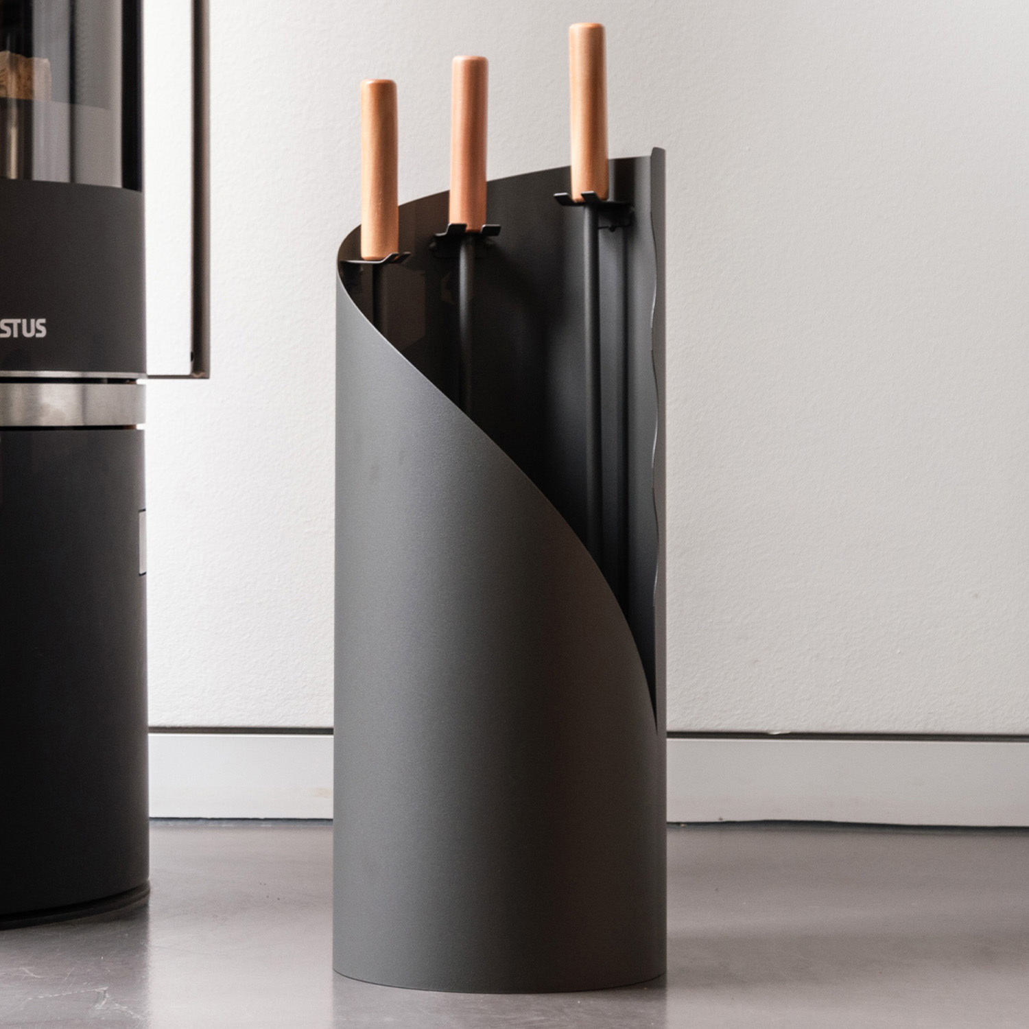 Raik Kaminbesteck Otto 3-teilig + stromloser Kaminventilator / Ofenventilator 4-Blatt, Set