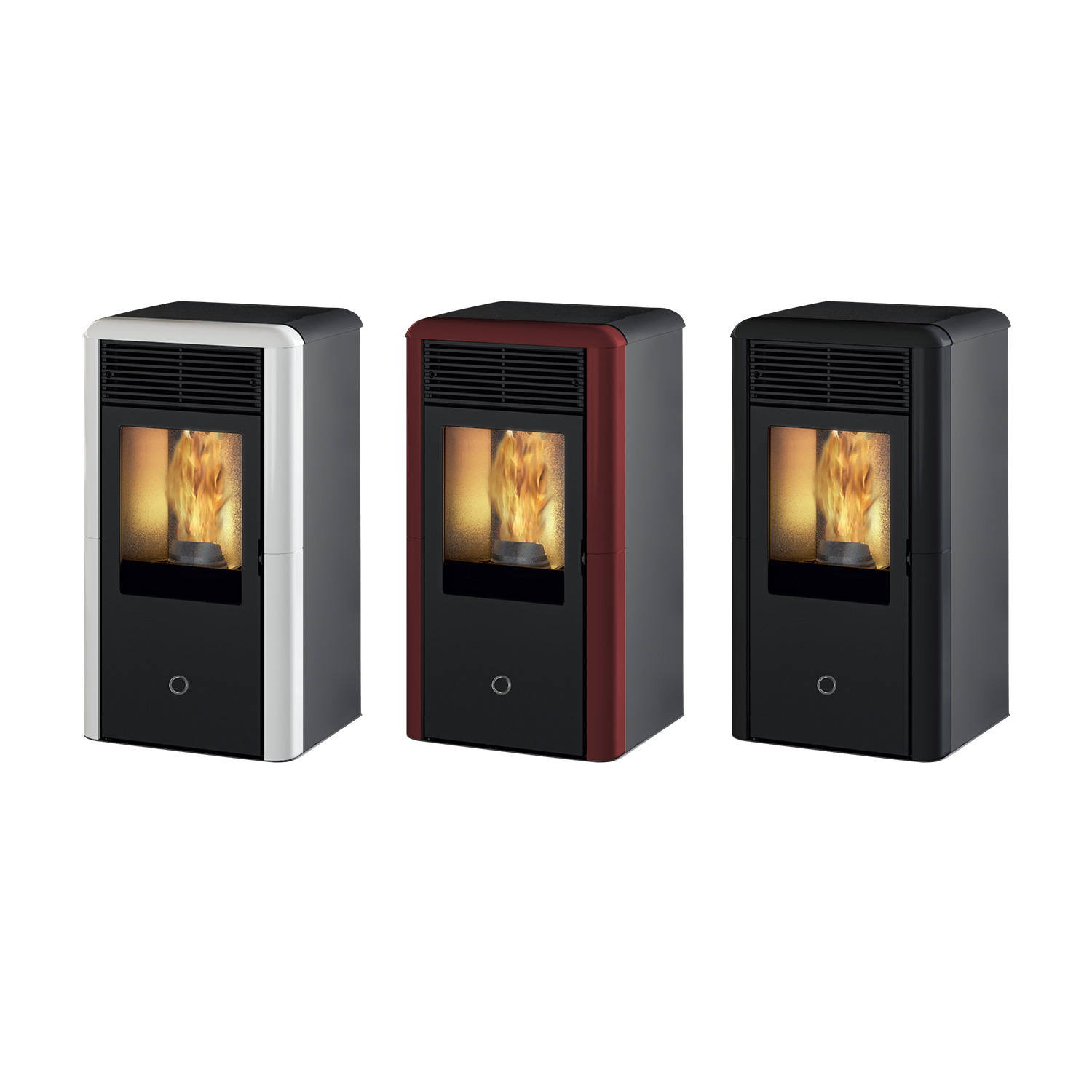 EK63 Spot100 H wasserführender Pelletofen Keramik cremeweiß RR hinten EK63 Spot100 H wasserführender Pelletofen Keramik cremeweiß RR hinten