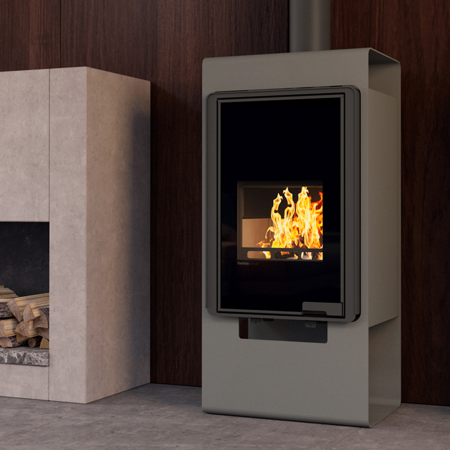 HS Flamingo Deluxe Singa Kaminofen Grau