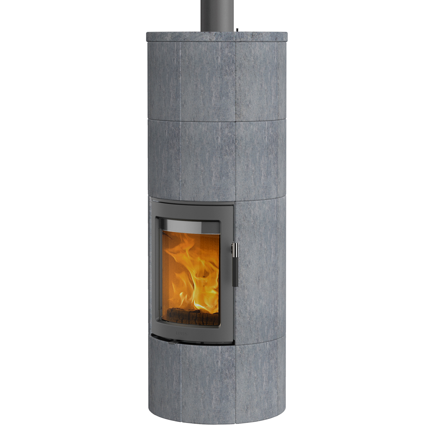 Lotus Maestro 2 Kaminofen Speckstein, Tür Grau, Rauchabgang oben