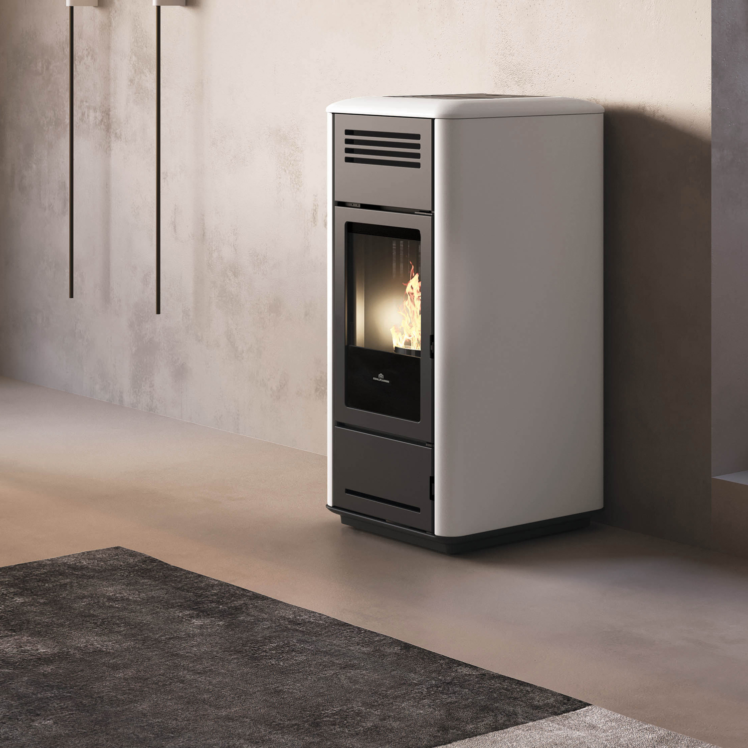 Edilkamin Milla H 12 EVO wasserführender Pelletofen Stahl Weiß