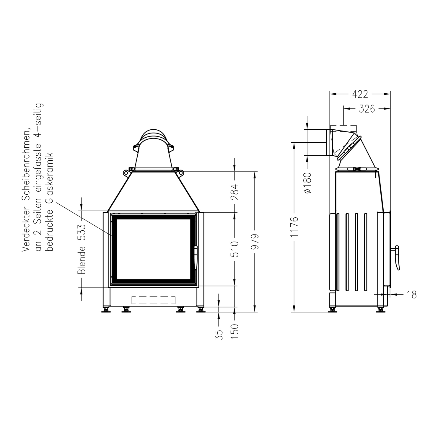 Spartherm Mini S-4S Kamineinsatz 51 cm rechts