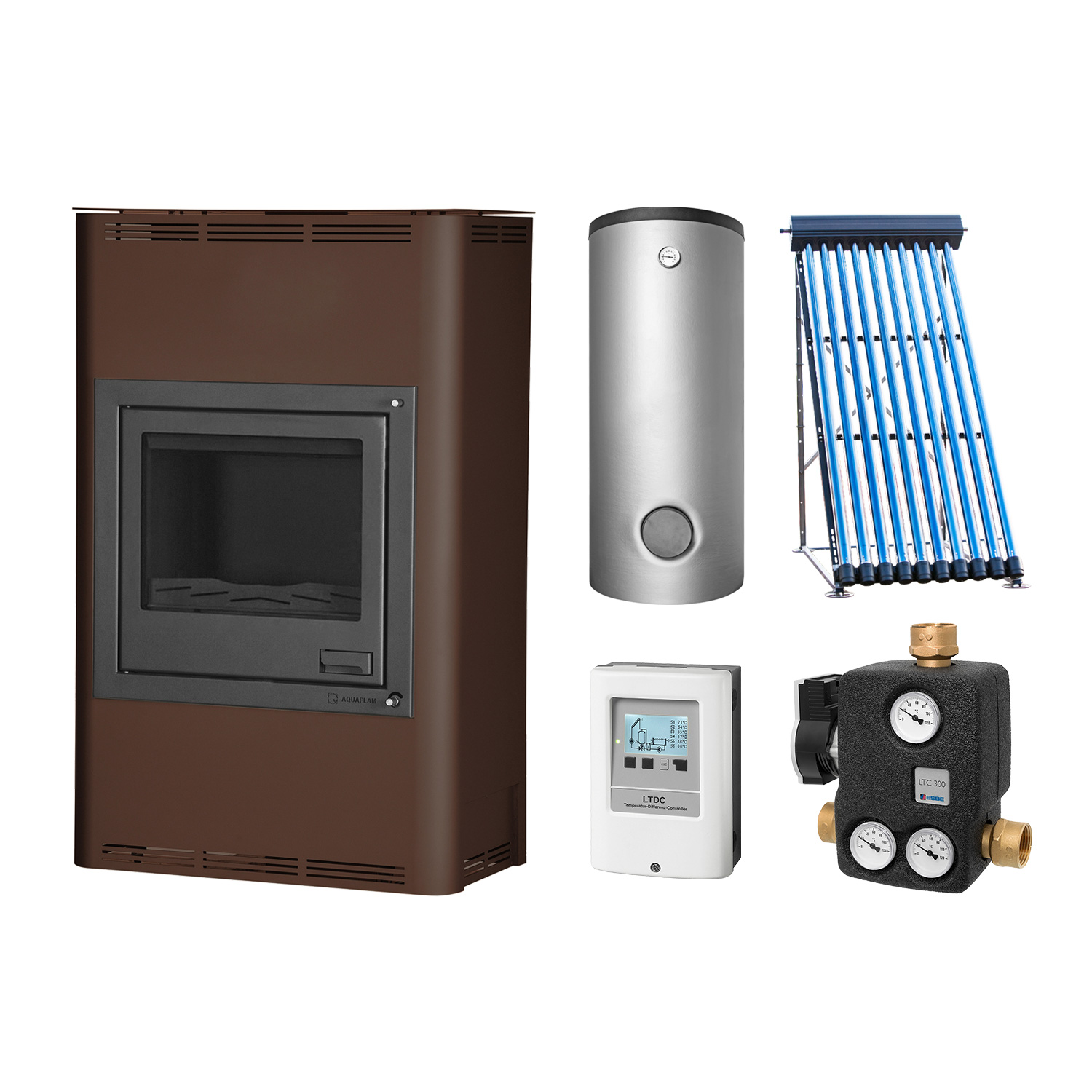 Aquaflam 25 Basic Brown Set + Solarthermie-Set 5 (18 m²) + Hygienespeicher SHS 900 + SWT Aquaflam 25 Basic Brown Set + Solarthermie-Set 5 (18 m²) + Hygienespeicher SHS 900 + SWT